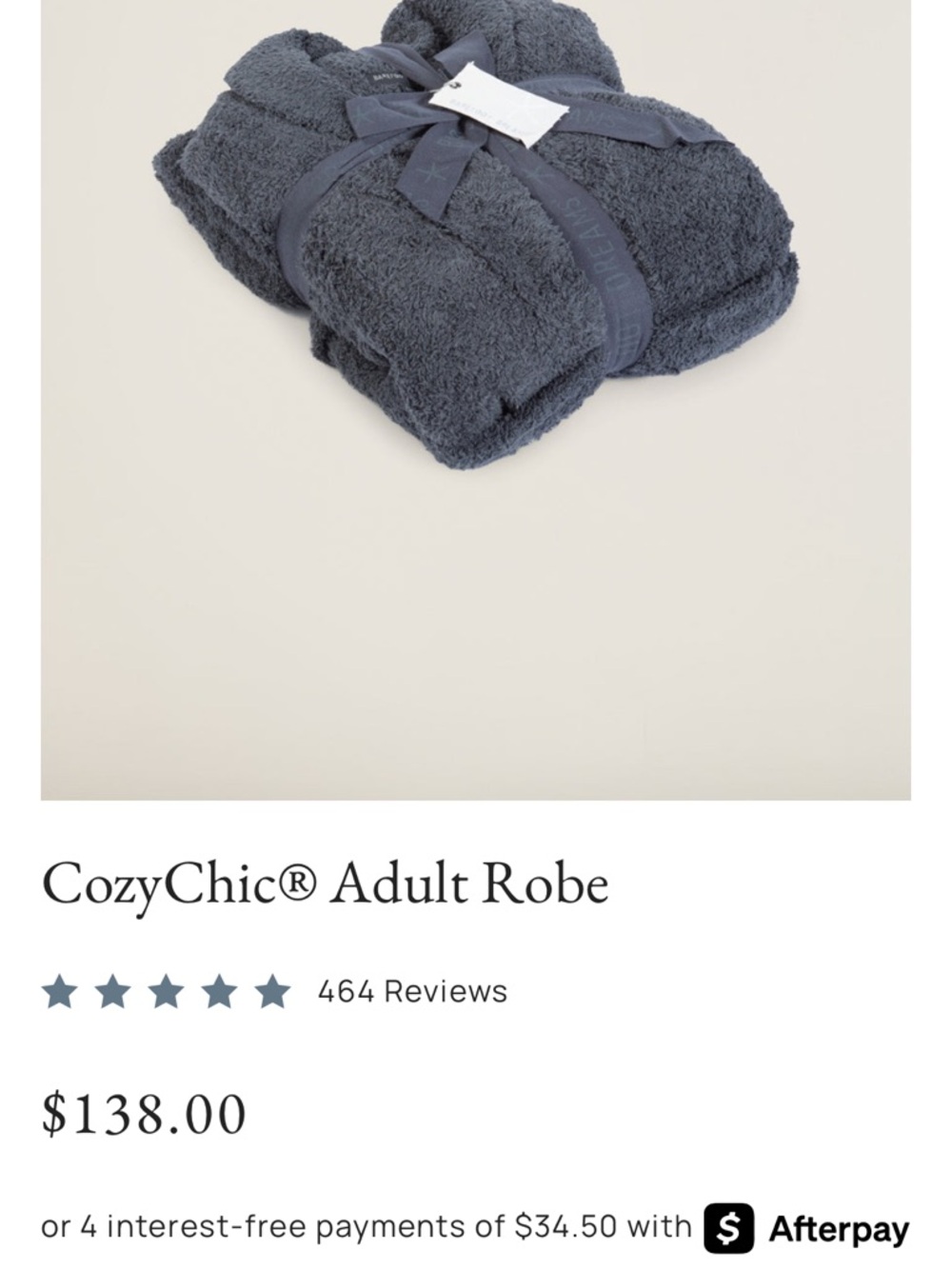 Barefoot Dreams CozyChic Plush Robe in Charcoal